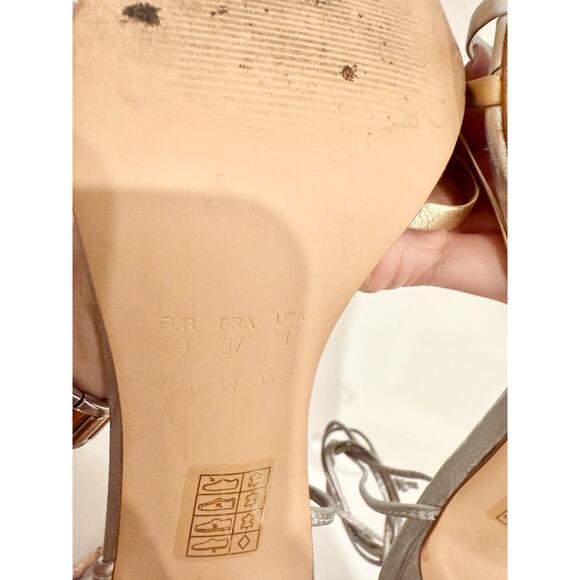 Vicson Miami Two-Toned Leather Strappy Stiletto High Heels Silver Women's Size 8 - Picture 9 of 9